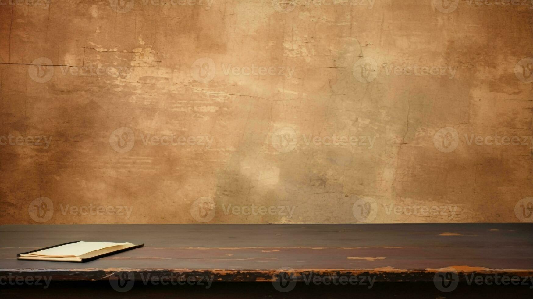 empty desk table with Vintage grunge paper background Generative AI photo