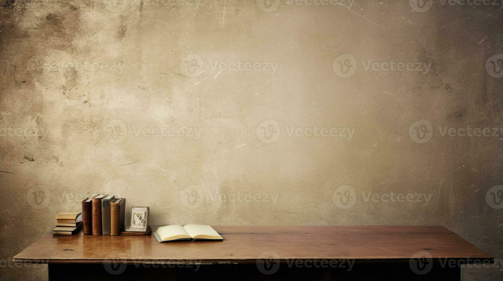 empty desk table with Vintage grunge paper background Generative AI photo
