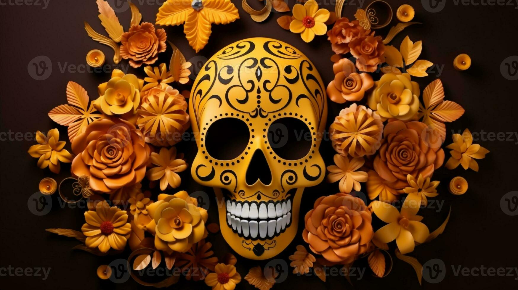 Day of the Dead composition with copy space generative AI photo