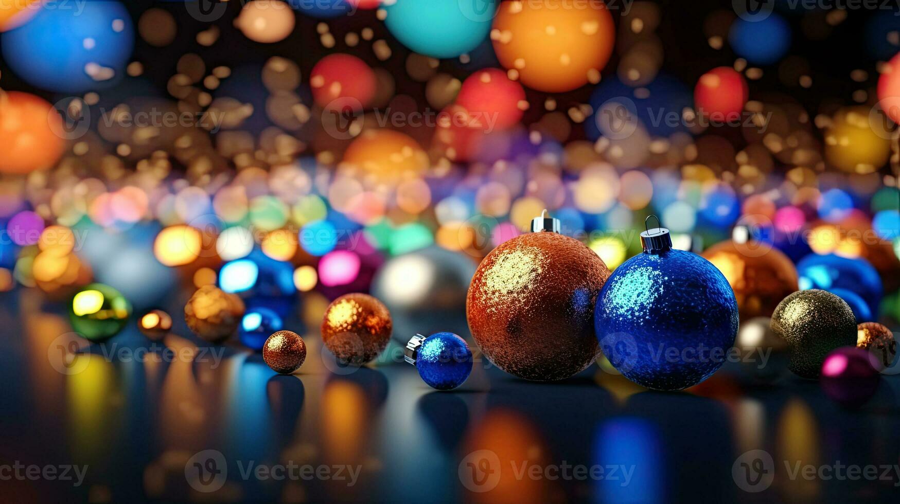 Christmas balls with decoration. AI Generative photo