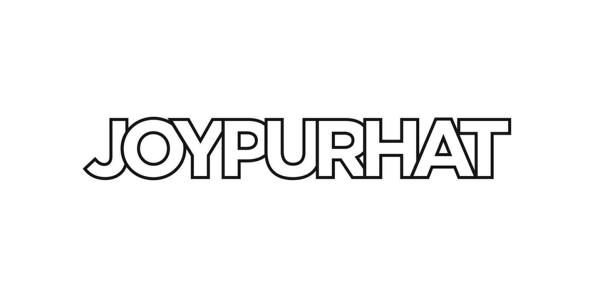 Joypurhat in the Bangladesh emblem. The design features a geometric style, vector illustration with bold typography in a modern font. The graphic slogan lettering.