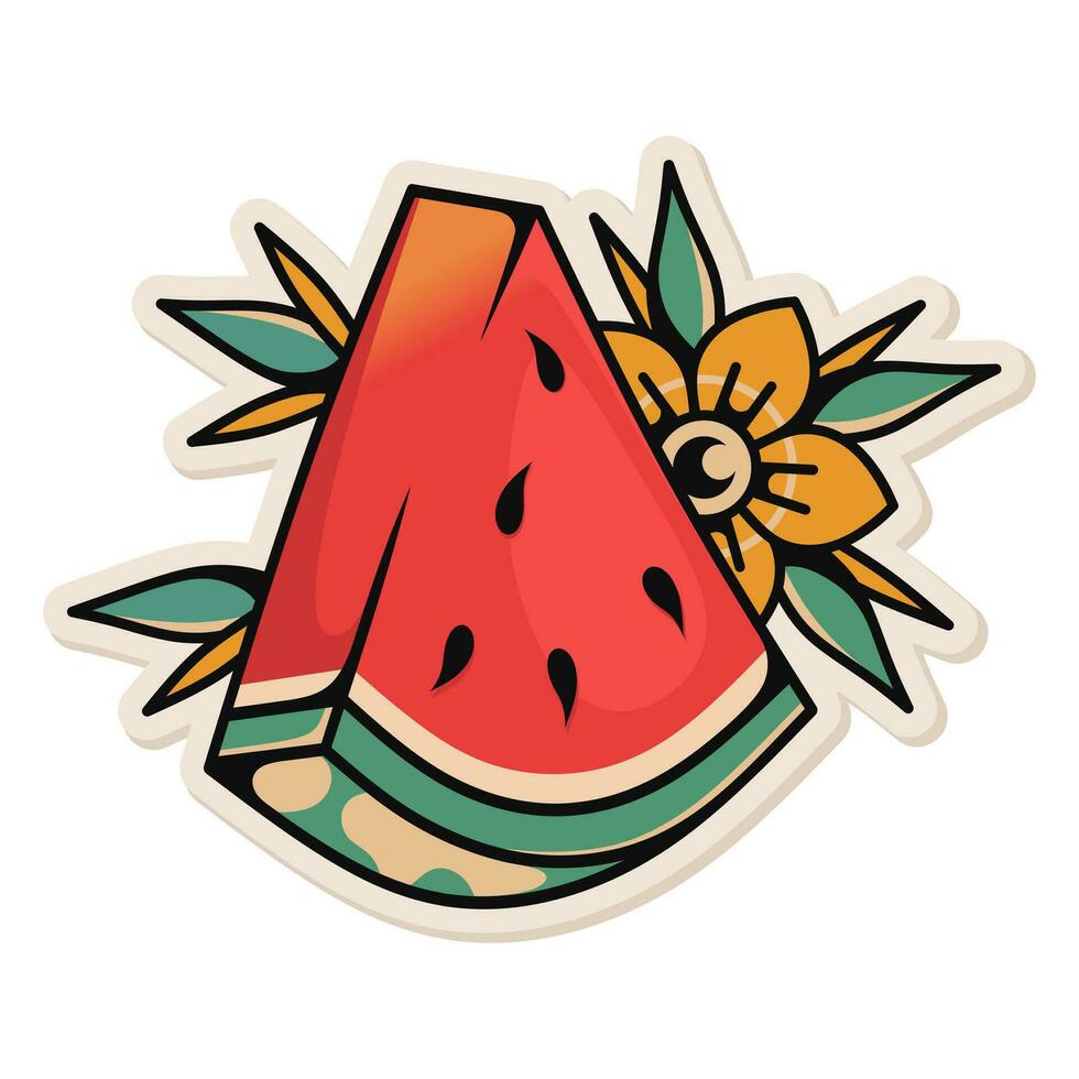 Watermelon tattoo vector