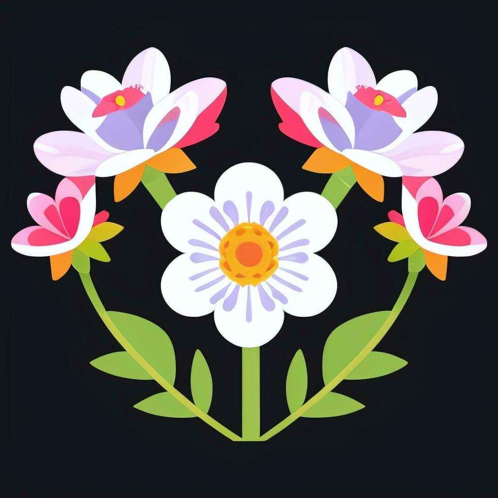 AI generated Flower Icon Clip Art Avatar Sticker Decoration Simple Background photo