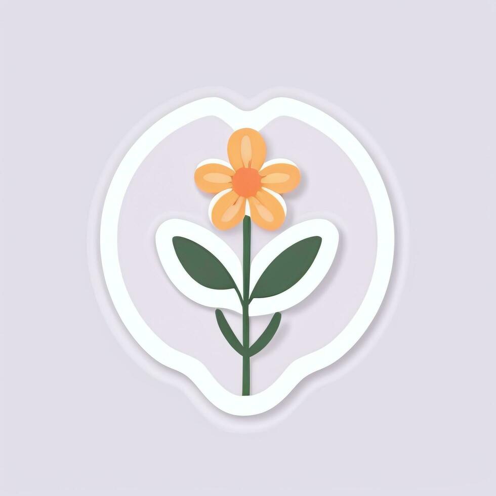 AI generated Flower Icon Clip Art Avatar Sticker Decoration Simple Background photo