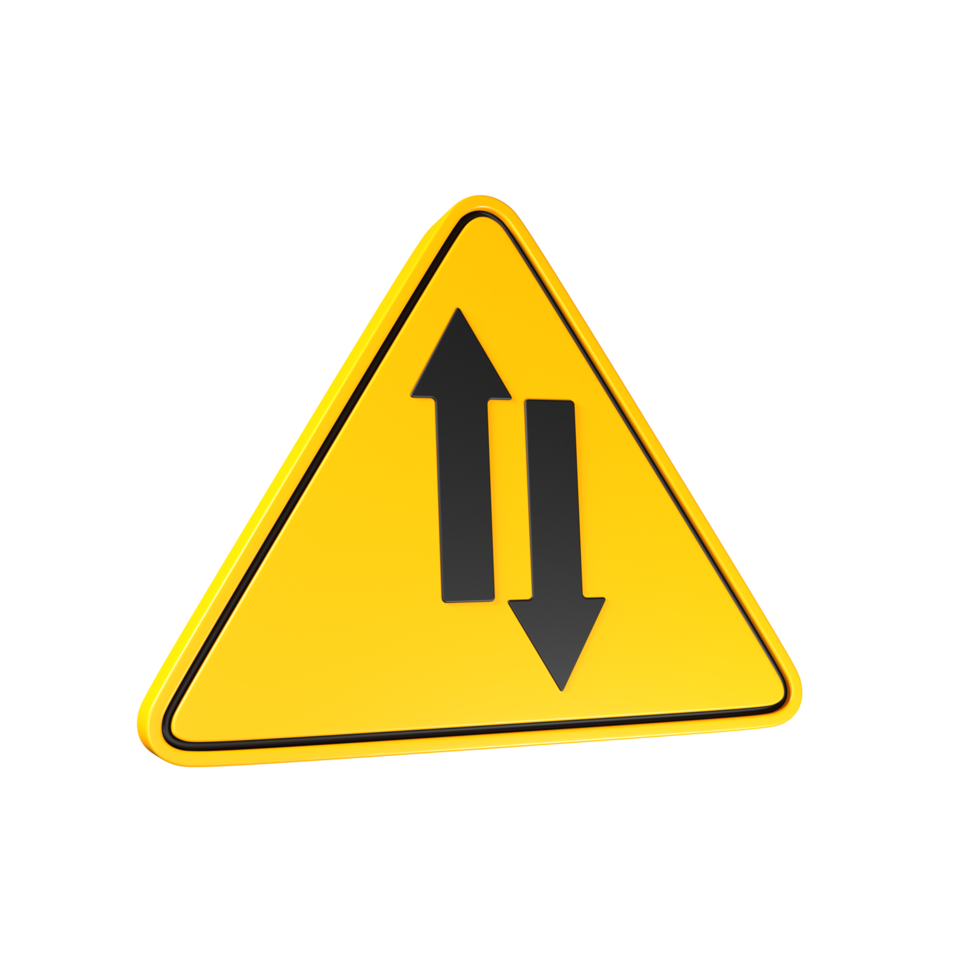 a yellow traffic sign with two arrows pointing in opposite directions png