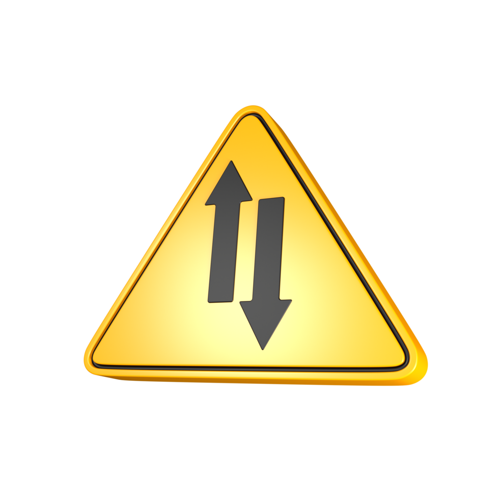 a yellow traffic sign with two arrows pointing in opposite directions png