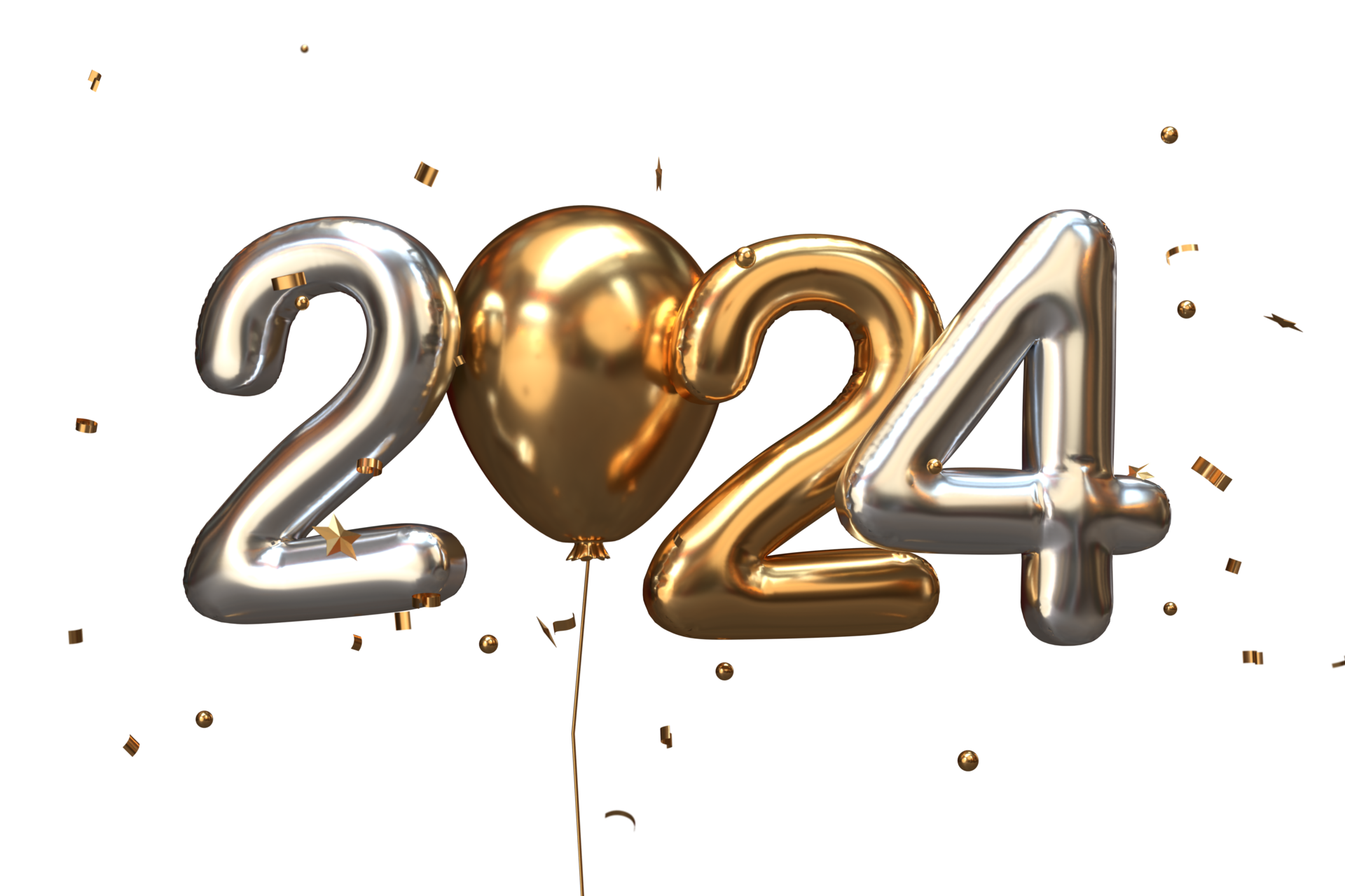 2024 Happy New Year Number Gold Balloons Stock Illustration - Download  Image Now - 2024, Balloon, Computer Graphic - iStock