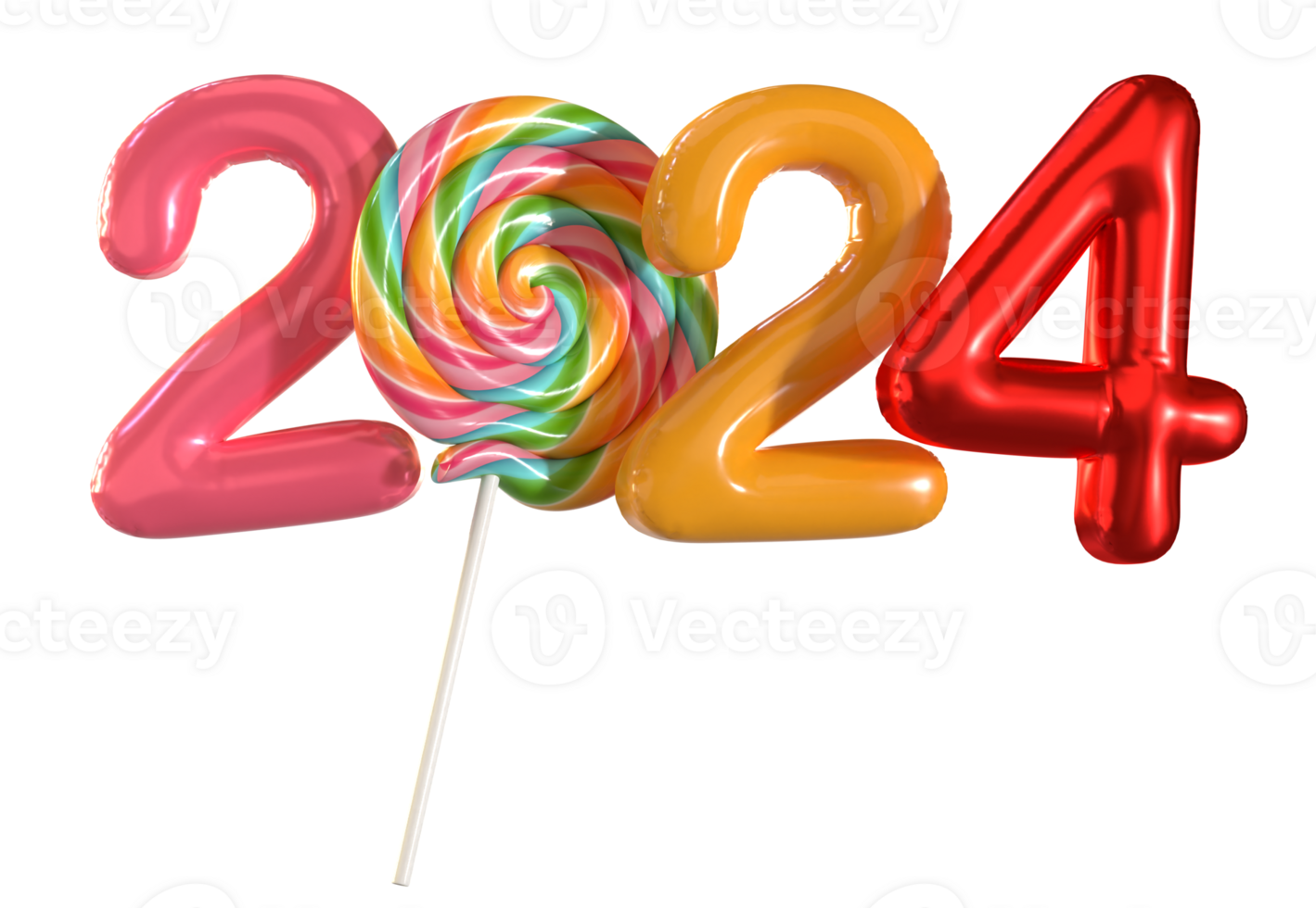 Modern Style colorful 3D render balloon text with candy png
