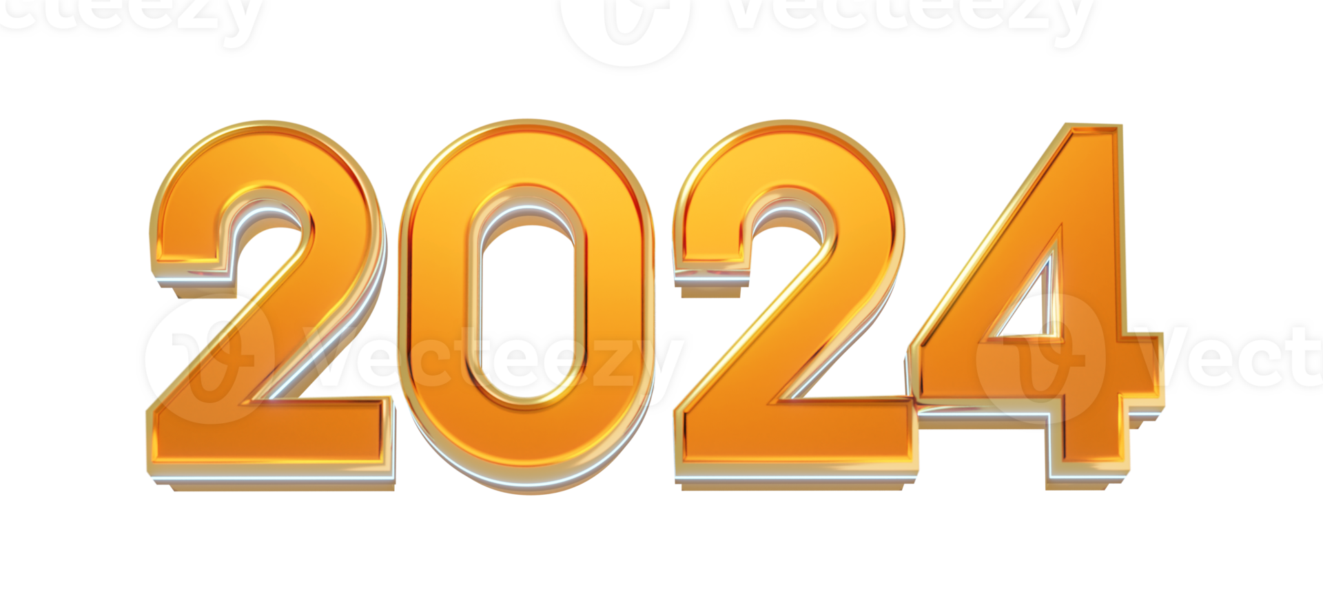 moderno estilo ouro 2024 3d render texto png