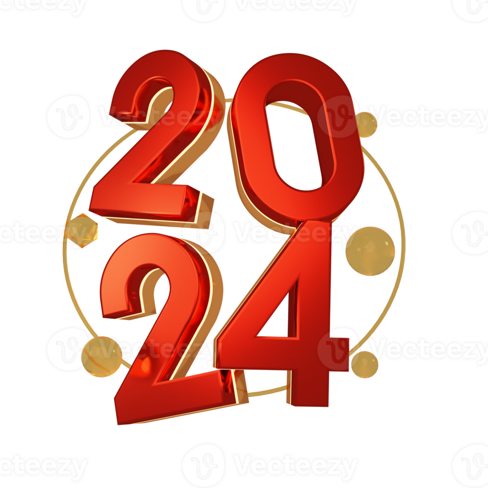 Modern lightred glossy style 2024 3D render text png