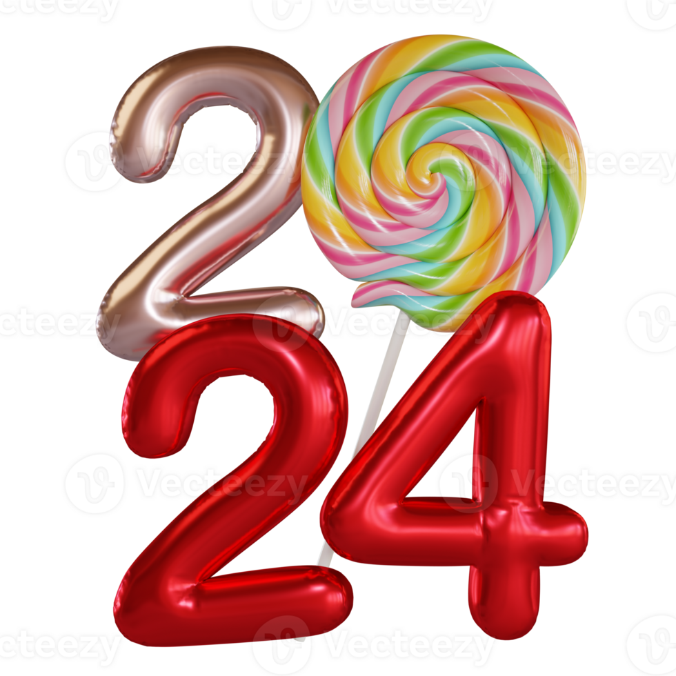Modern Style red gold 3D render balloon text with candy png