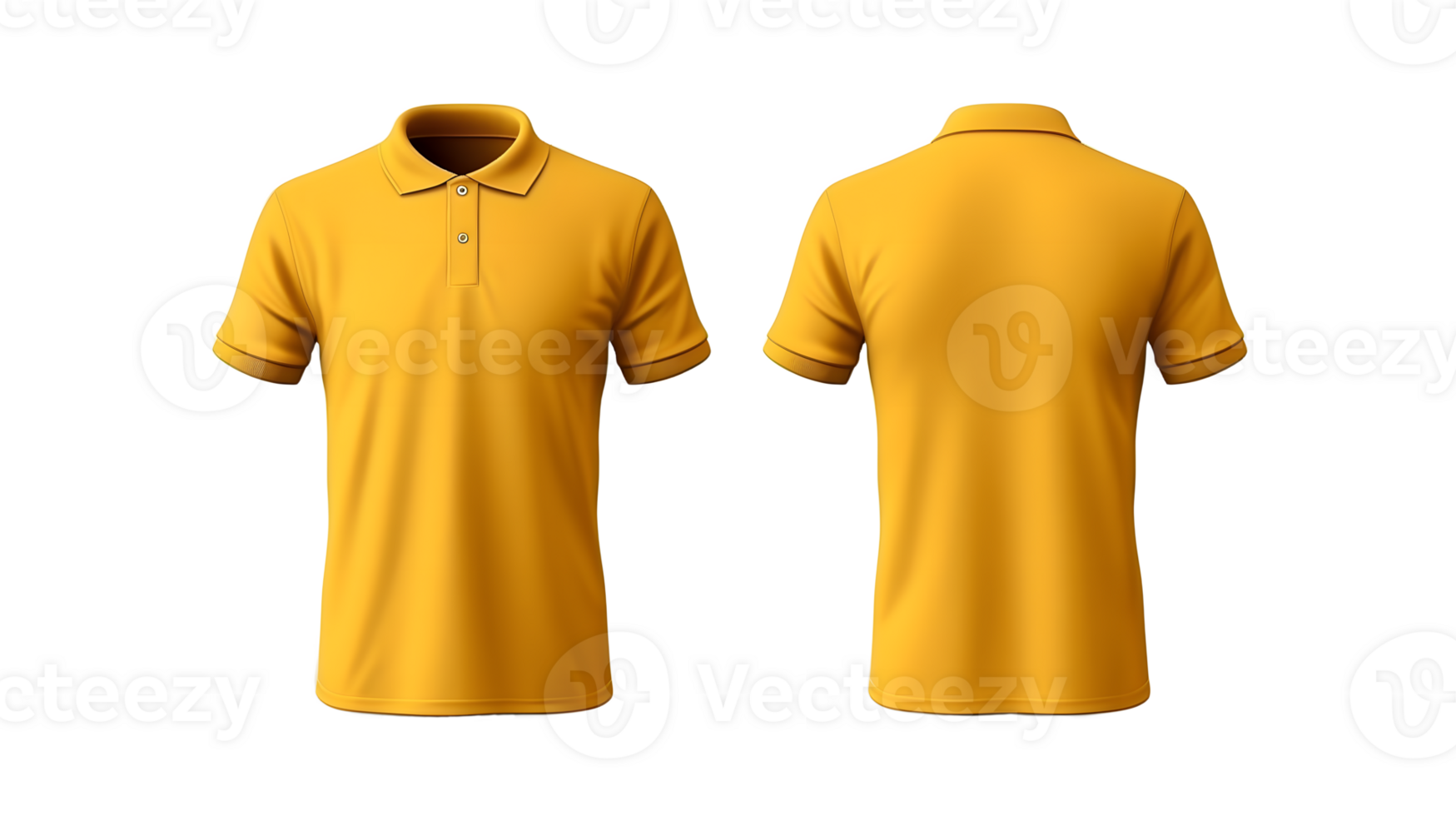 Yellow polo shirt mockup, front and back view 34638558 PNG