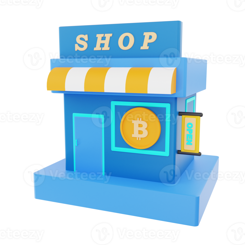 3D Rendering Bitcoin Shop Icon Object png