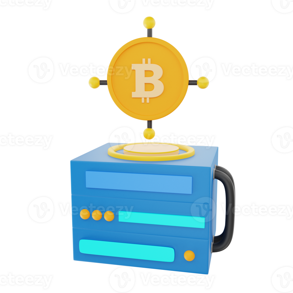 3D Rendering Bitcoin Server Icon Object png