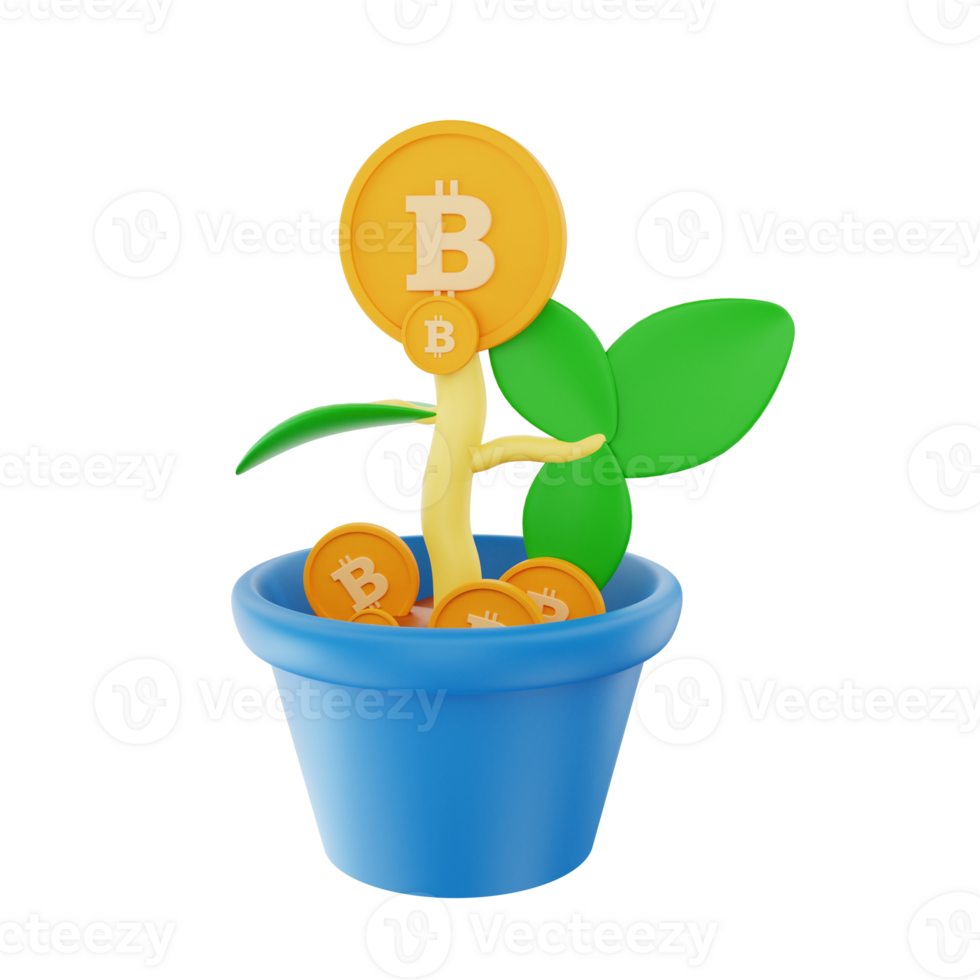 3D Rendering Bitcoin Invest Icon Object png