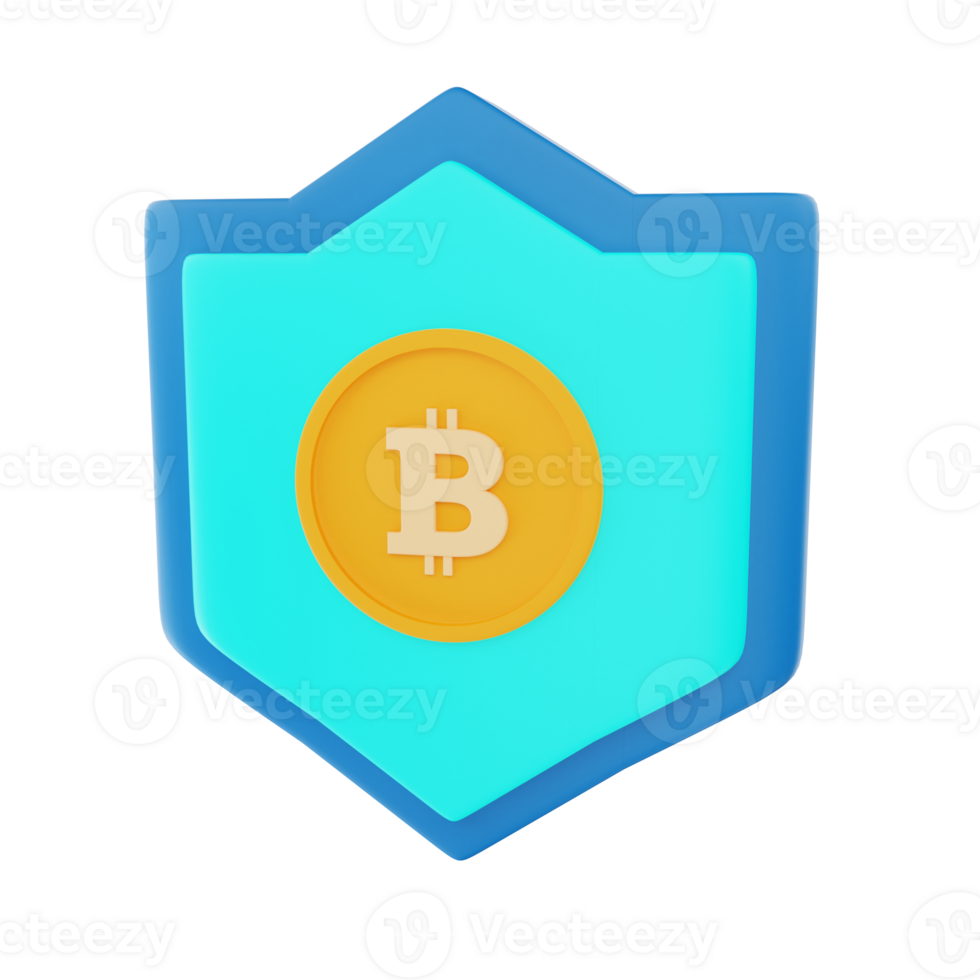 3D Rendering Bitcoin Secure Icon Object png