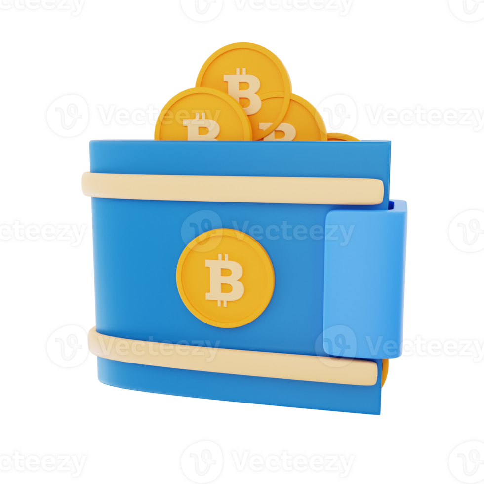 3D Rendering Bitcoin Wallet Icon Object png