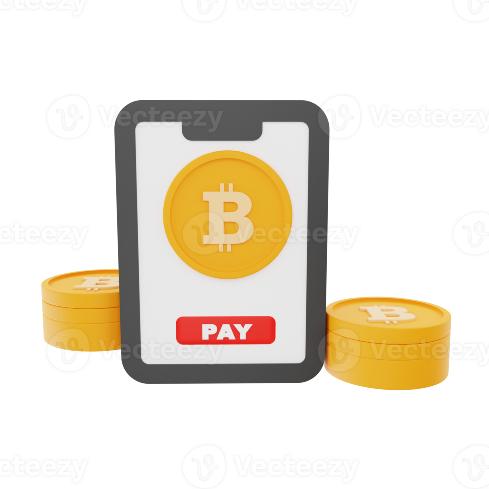 3D Rendering Bitcoin Payment Icon Object png