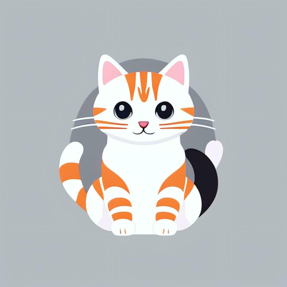 AI generated Cute Cat Avatar Icon Clip Art Sticker Decoration Simple Background photo