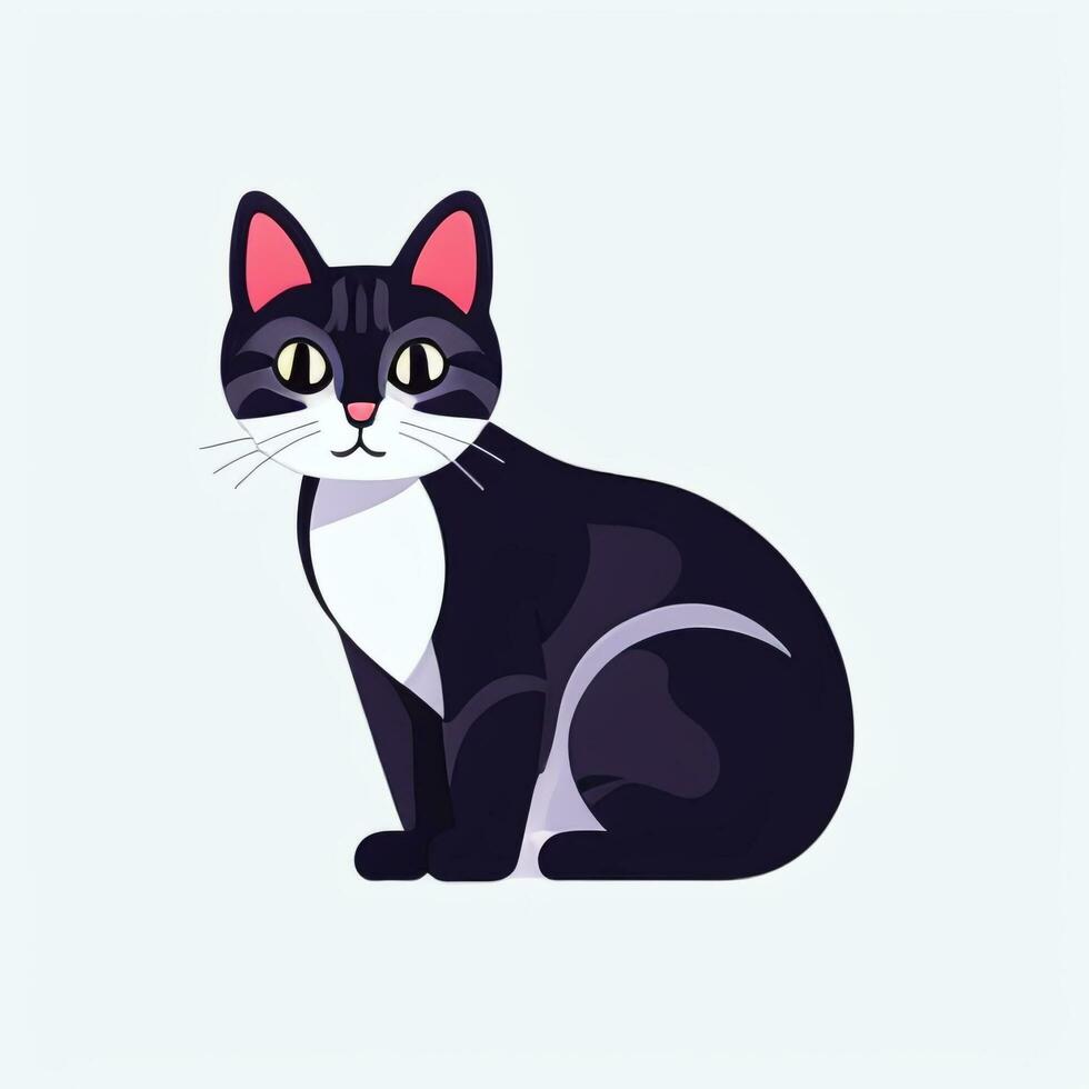 AI generated Cute Cat Avatar Icon Clip Art Sticker Decoration Simple Background photo