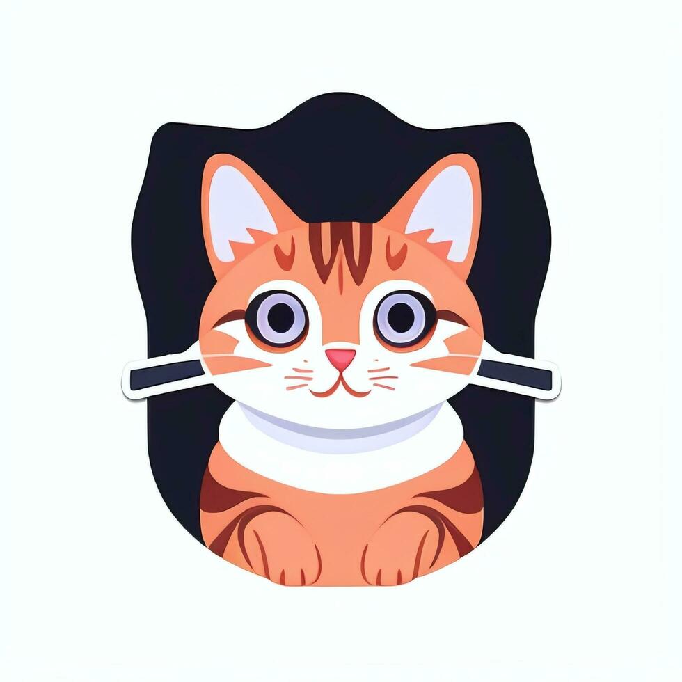 AI generated Cute Cat Avatar Icon Clip Art Sticker Decoration Simple Background photo