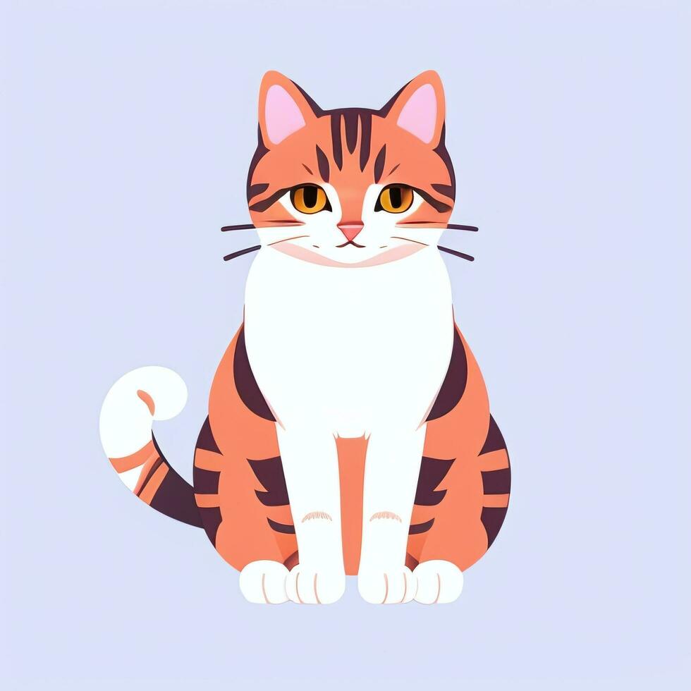 AI generated Cute Cat Avatar Icon Clip Art Sticker Decoration Simple Background photo