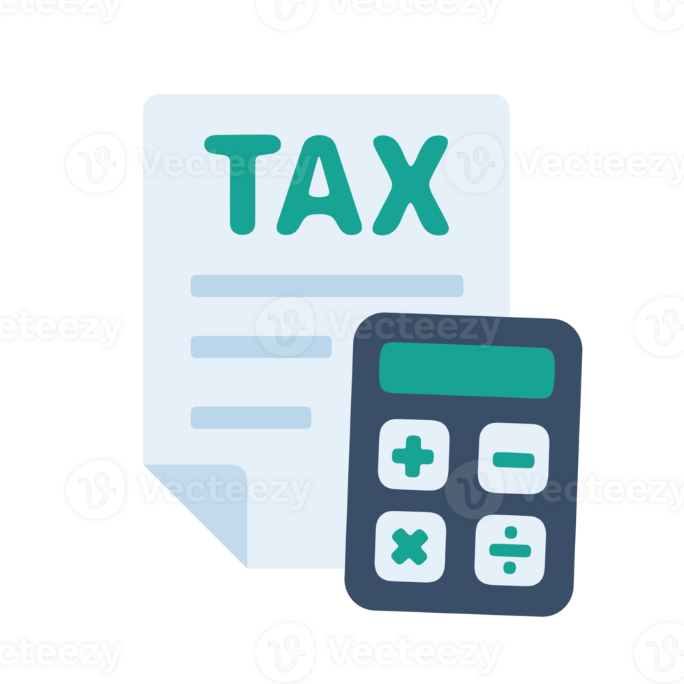 Tax document icon with calculator for calculating taxes png