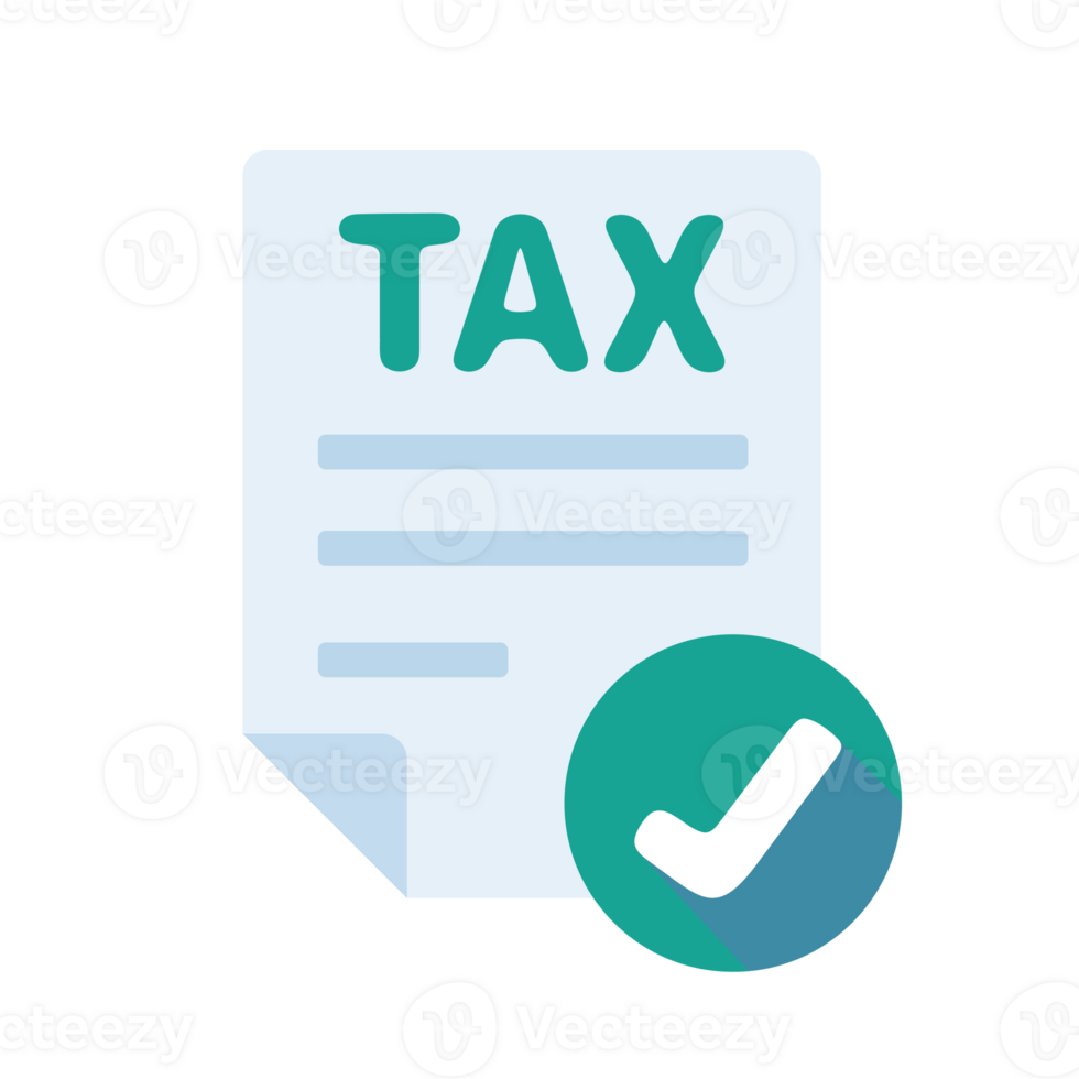 Tax document icon with check mark Document verification concept png