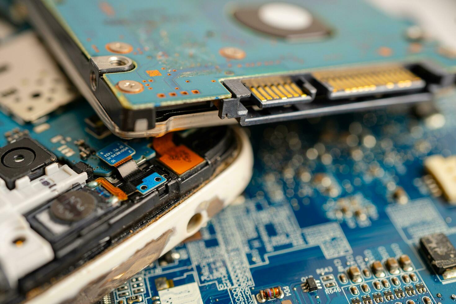 Repairing and upgrade mobile phone, electronic, computer hardware and technology concept. photo