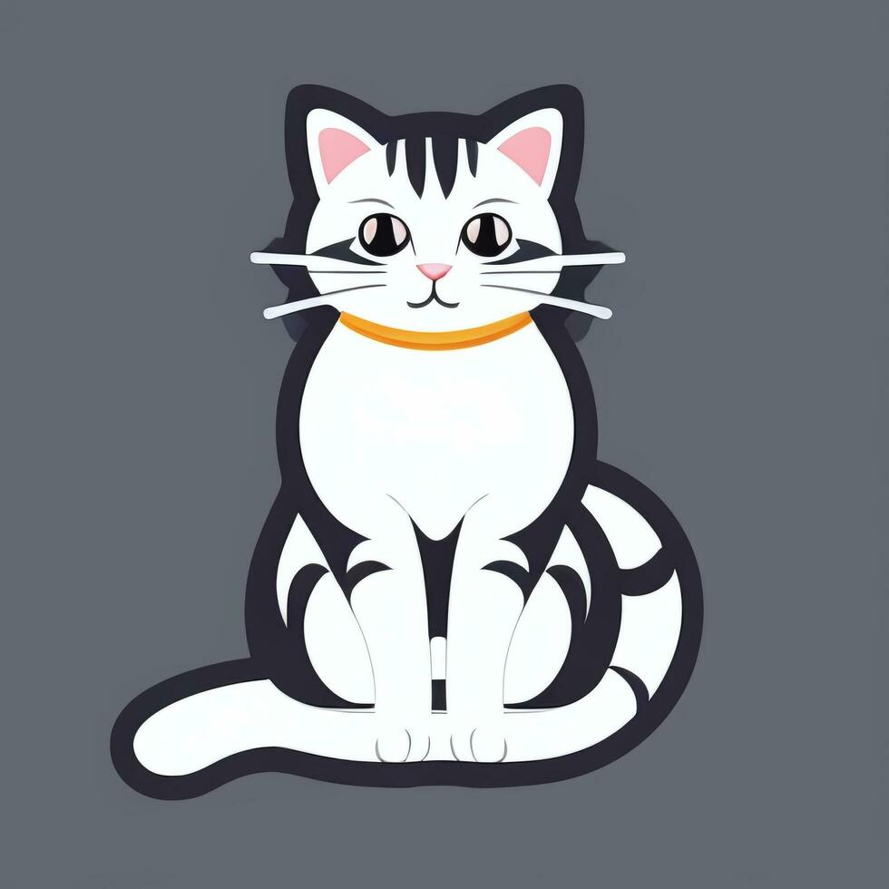 AI generated Cute Cat Avatar Icon Clip Art Sticker Decoration Simple Background photo