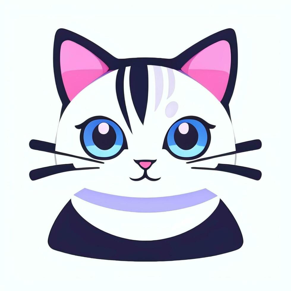 AI generated Cute Cat Avatar Icon Clip Art Sticker Decoration Simple Background photo