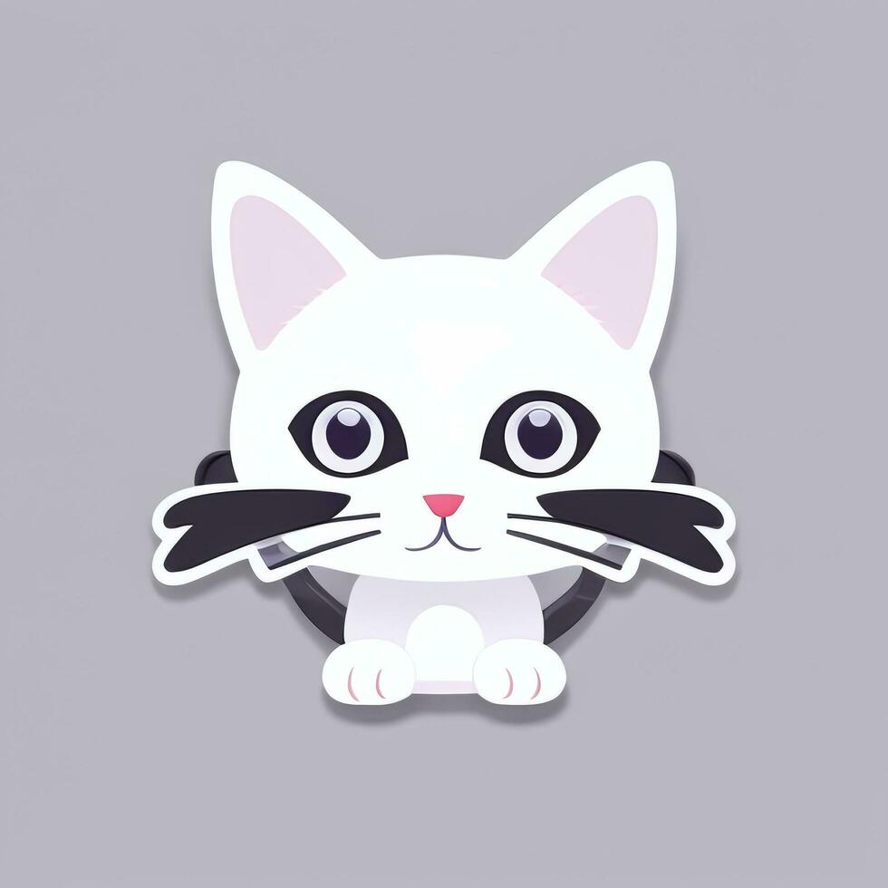 AI generated Cute Cat Avatar Icon Clip Art Sticker Decoration Simple Background photo