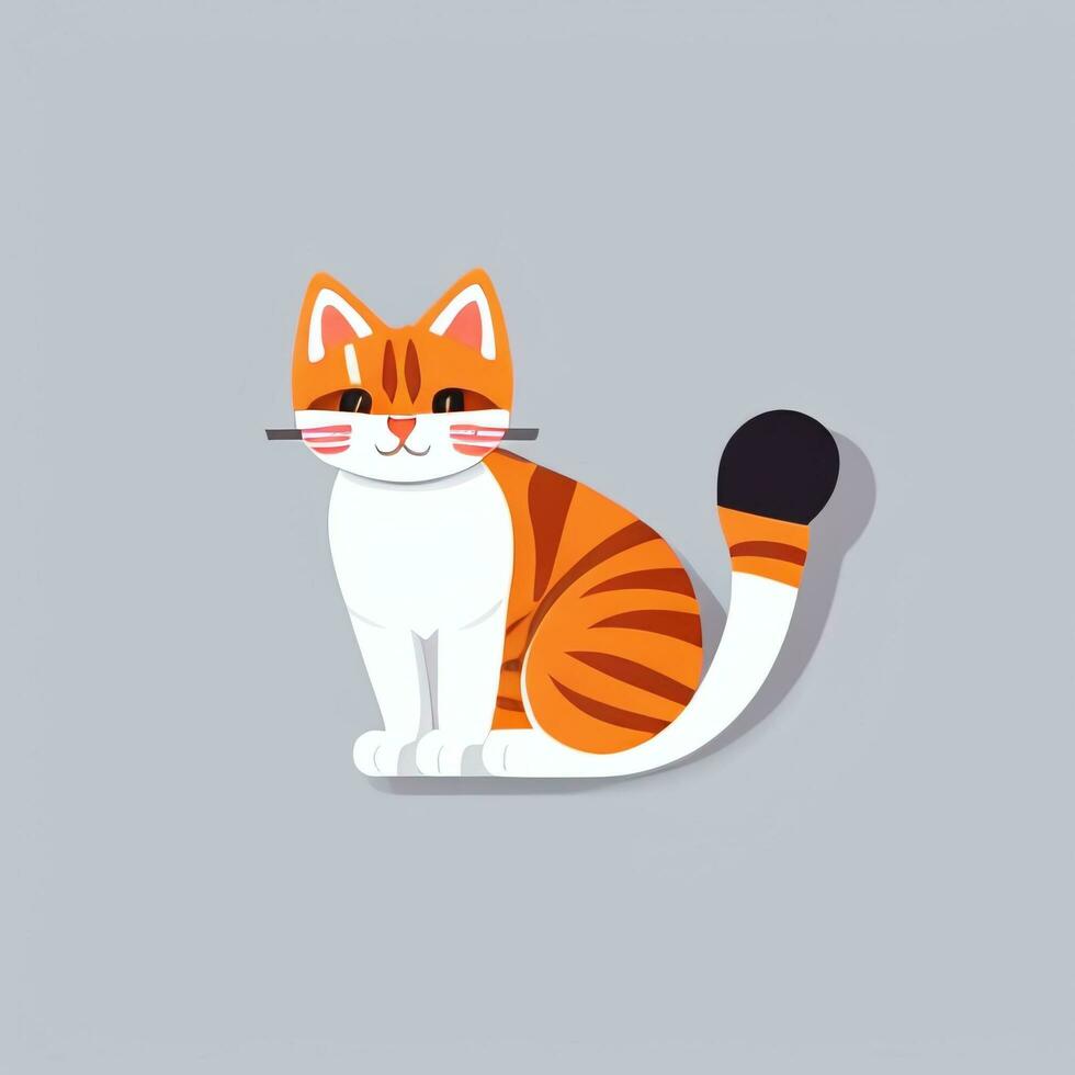 AI generated Cute Cat Avatar Icon Clip Art Sticker Decoration Simple Background photo