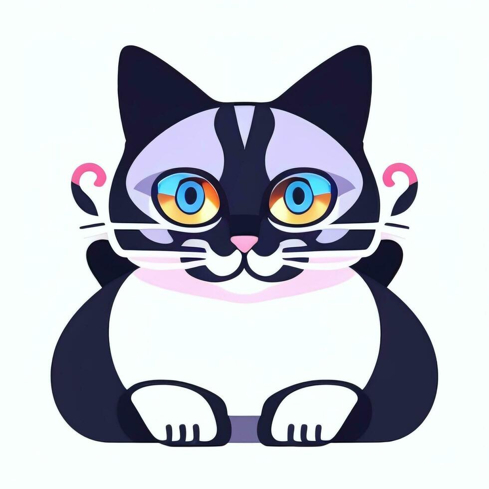 AI generated Cute Cat Avatar Icon Clip Art Sticker Decoration Simple Background photo