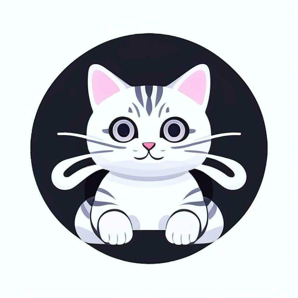 AI generated Cute Cat Avatar Icon Clip Art Sticker Decoration Simple Background photo