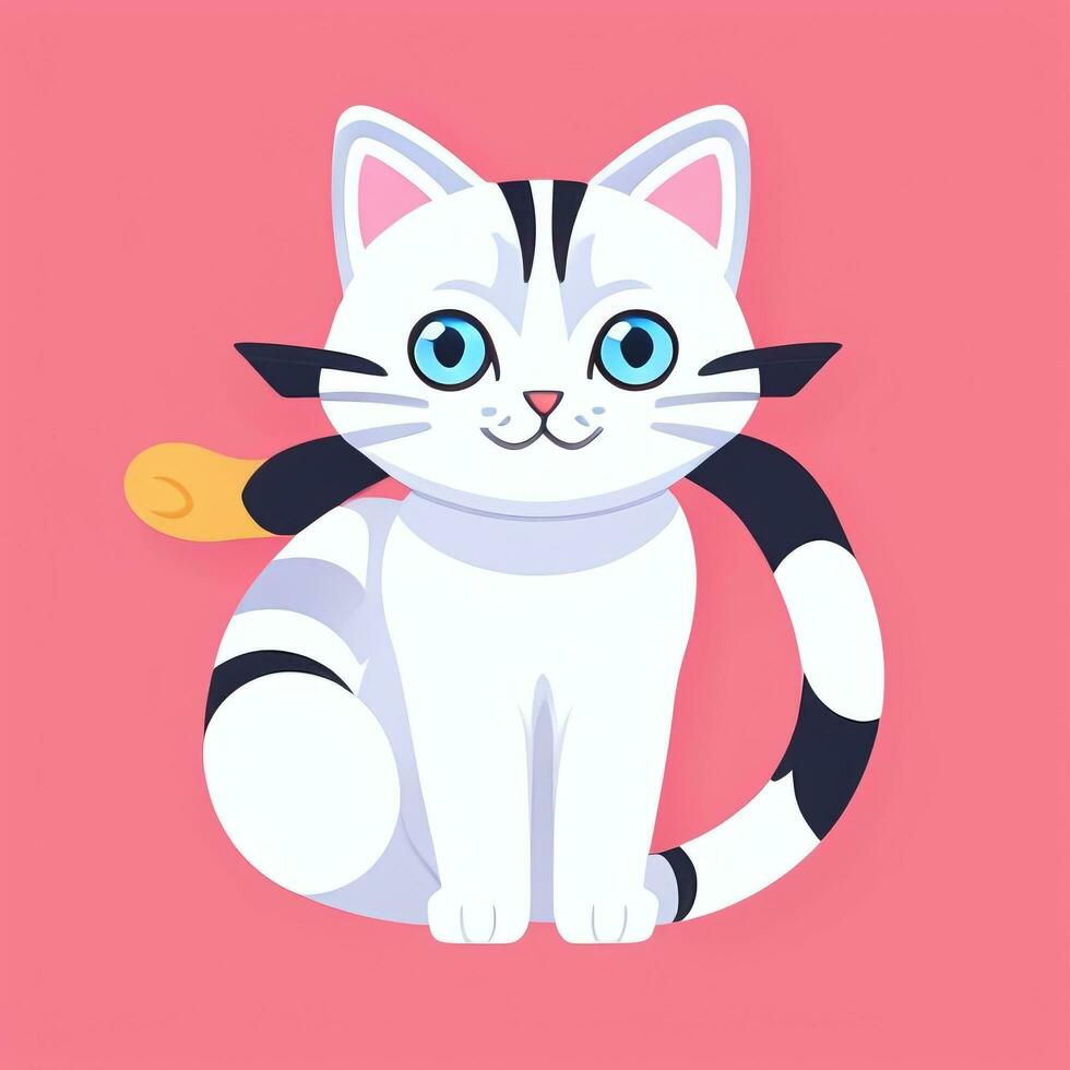 AI generated Cute Cat Avatar Icon Clip Art Sticker Decoration Simple Background photo