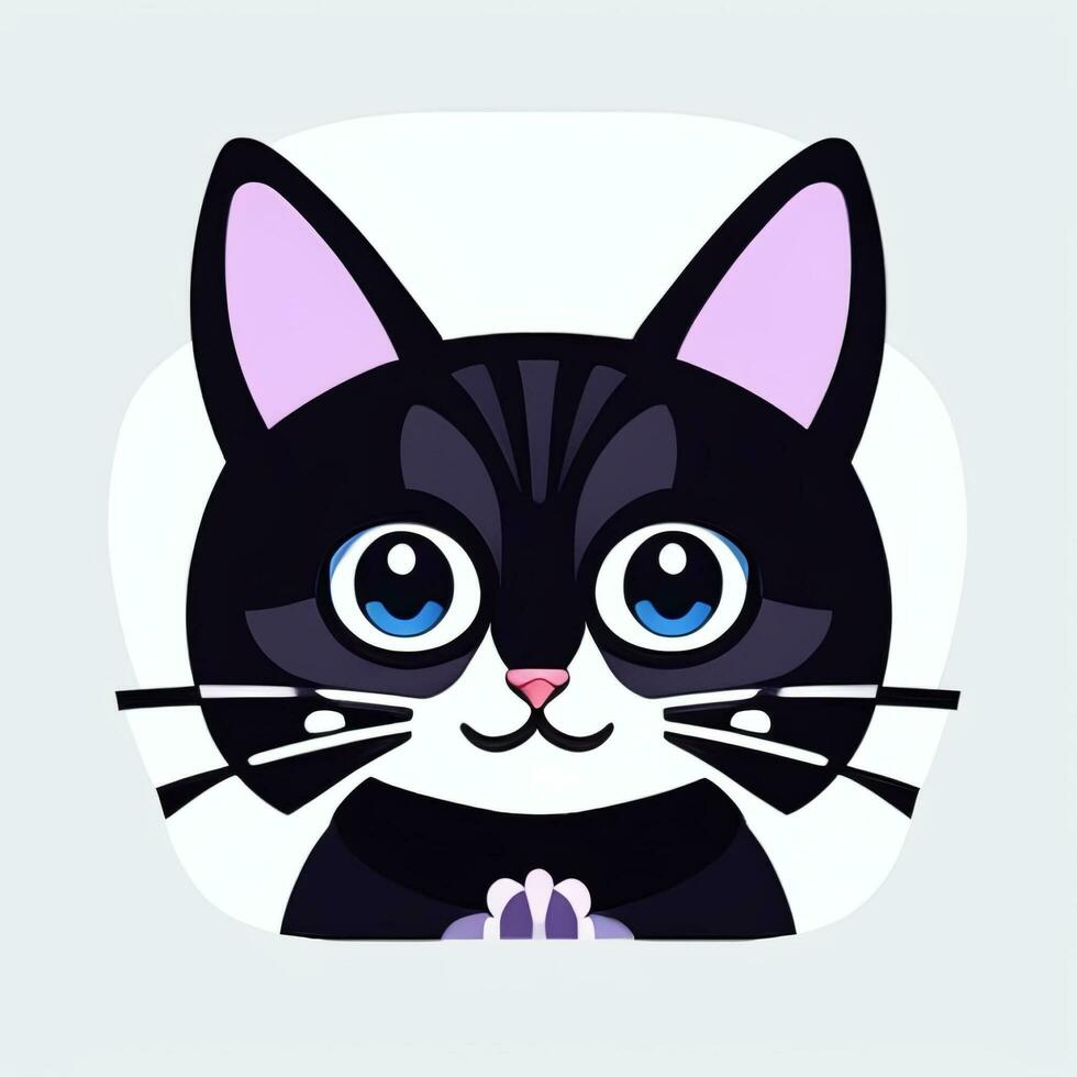 AI generated Cute Cat Avatar Icon Clip Art Sticker Decoration Simple Background photo