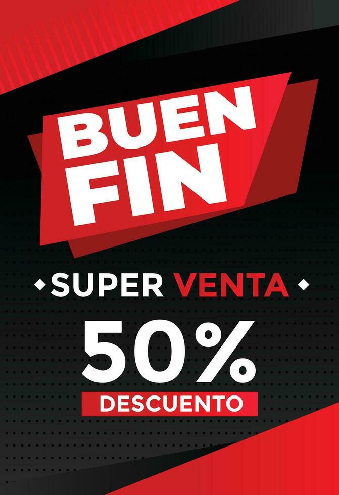 Buen Fin Mexico. Red and black sale banner. Offer banner vector