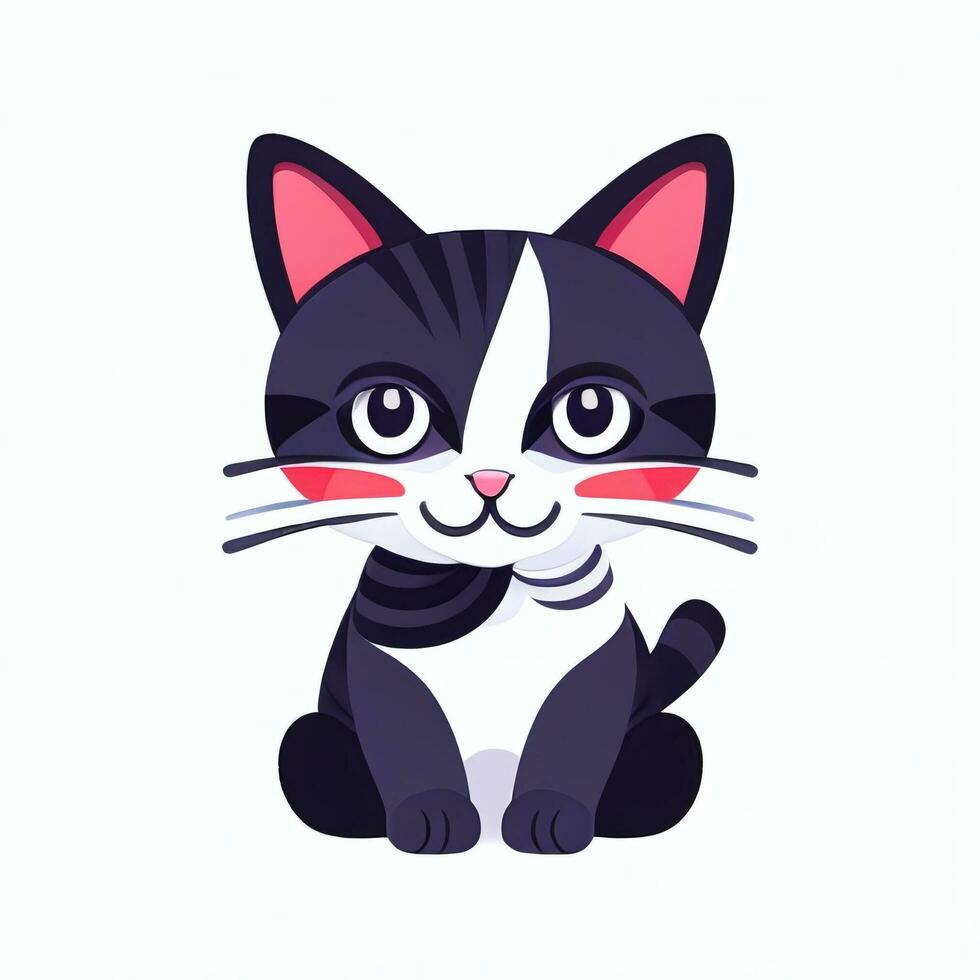 AI generated Cute Cat Avatar Icon Clip Art Sticker Decoration Simple Background photo