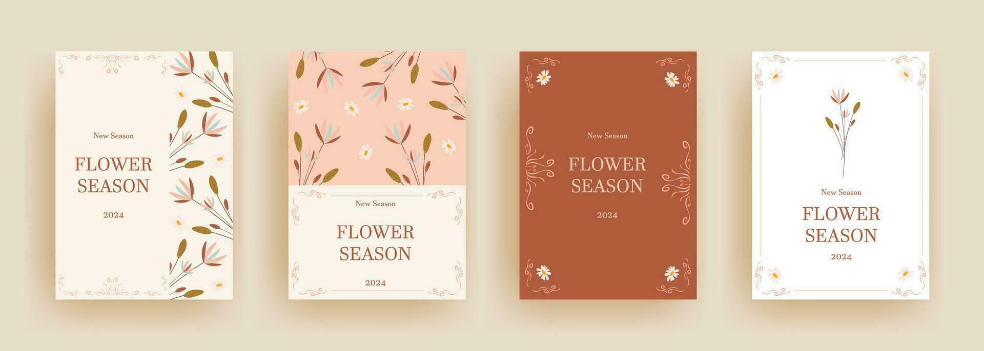 Universal background template with floral elements. Beautiful banners with flowers design. Vector illustration for card, banner, invitation, social media post, poster, mobile apps, advertising
