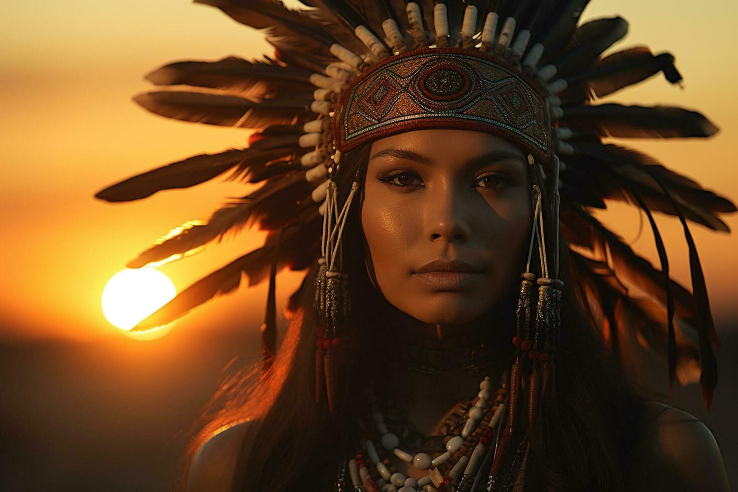 native american man indian tribe portrait in front of nature photo