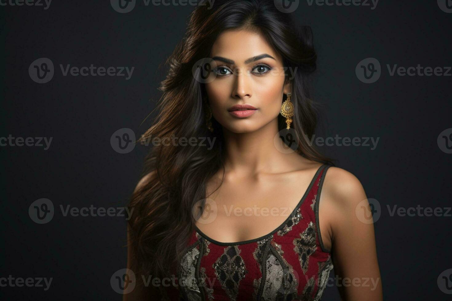 beautiful indian nationality woman model portraits looking at camera photo