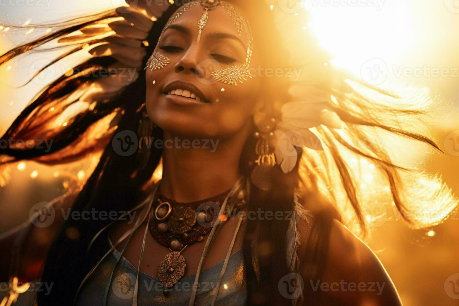 native american man indian tribe portrait in front of nature photo