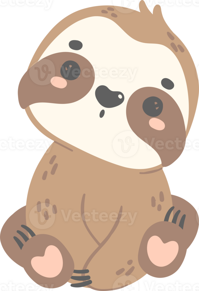 Cute Baby Sloth Sitting cartoon nursery illustration png