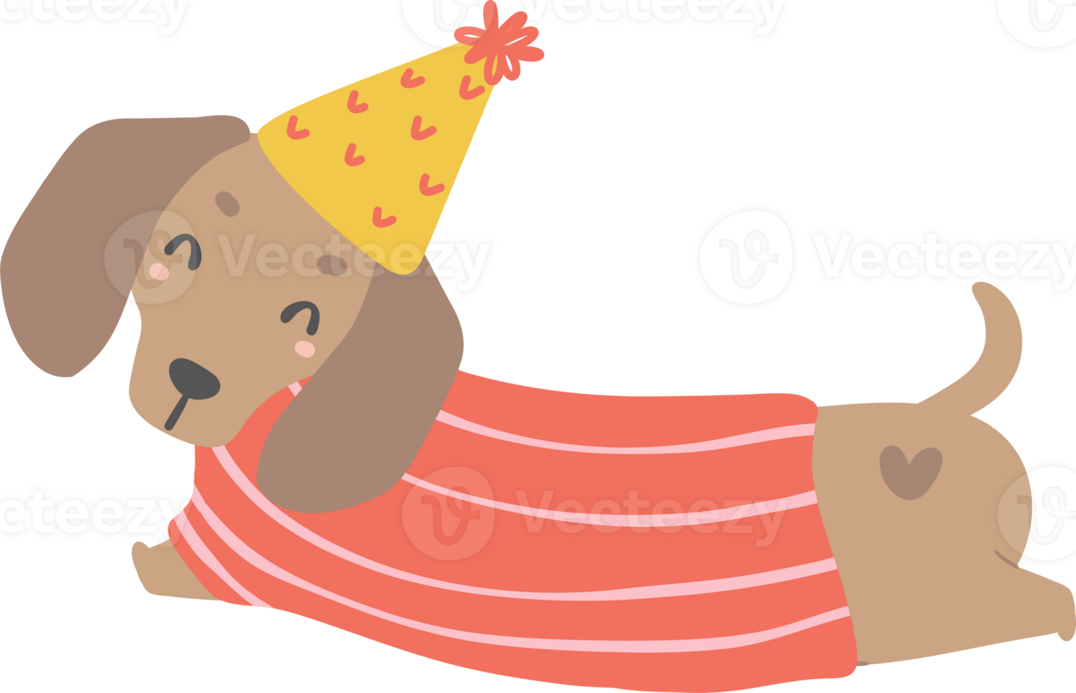 Birthday Dog, Cute Dachshund Sausage Dog with balloons , Festive and Playful Pet in Colorful Party Theme png