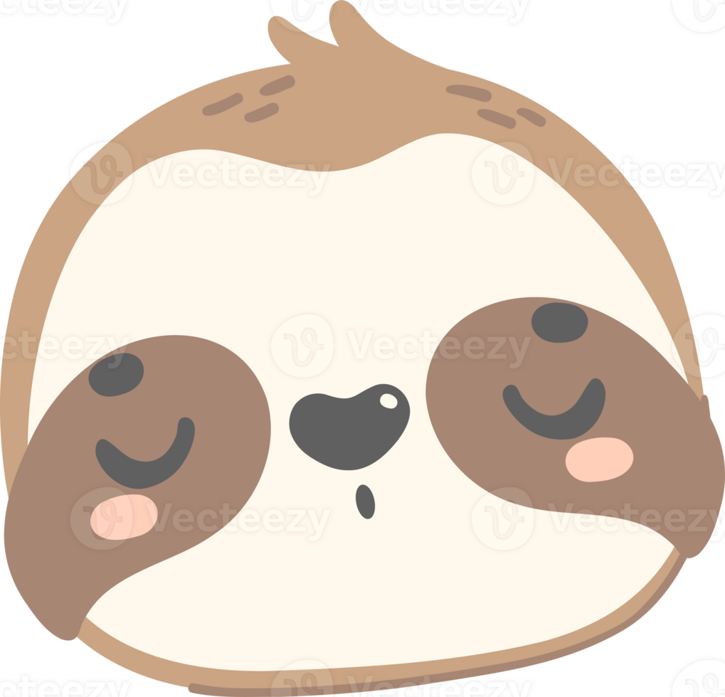 Cute Baby Sloth sleeping face cartoon nursery illustration png