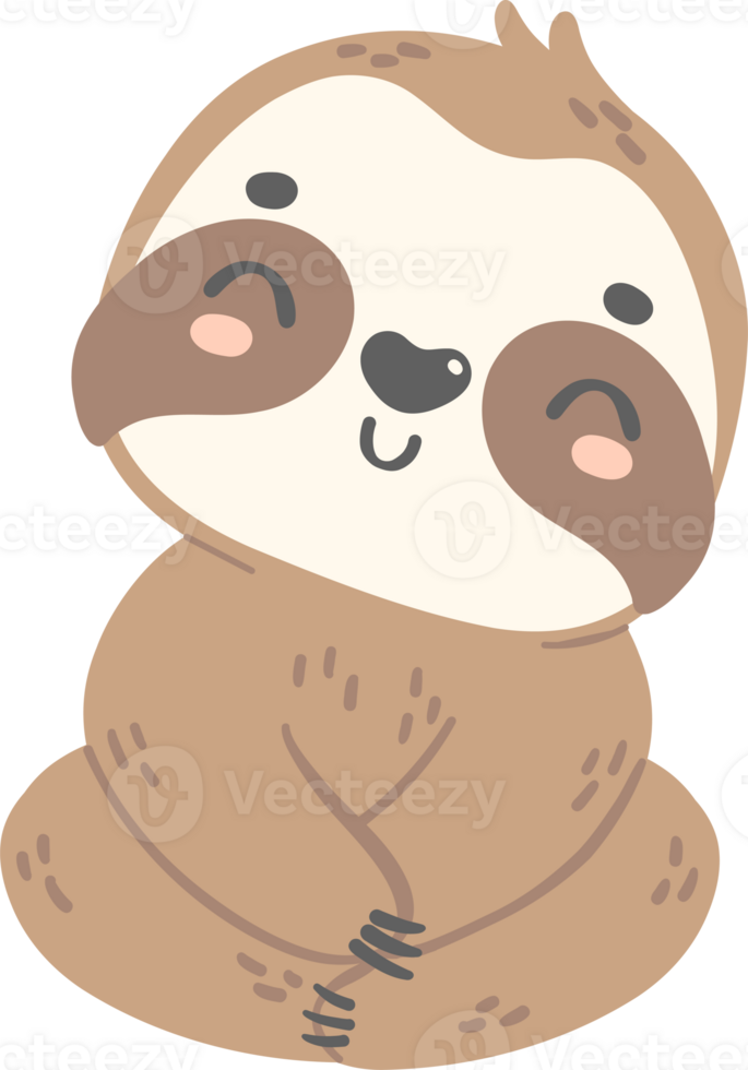 Cute Baby Sloth Sitting cartoon nursery illustration png