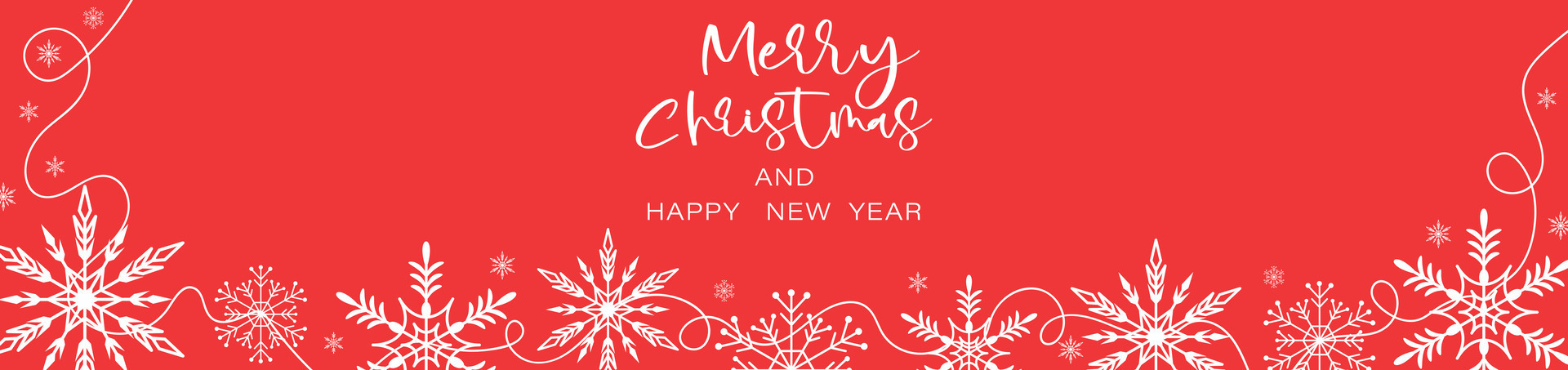 Holiday banner Merry Christmas and Happy New Year on a red background