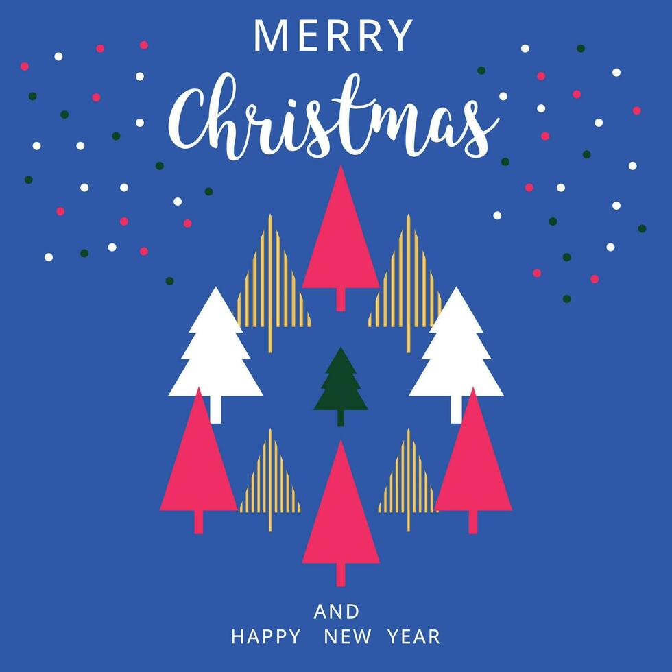 Happy New Year and Merry Christmas. New Year, Christmas greeting card, poster. Modern Christmas design. vector