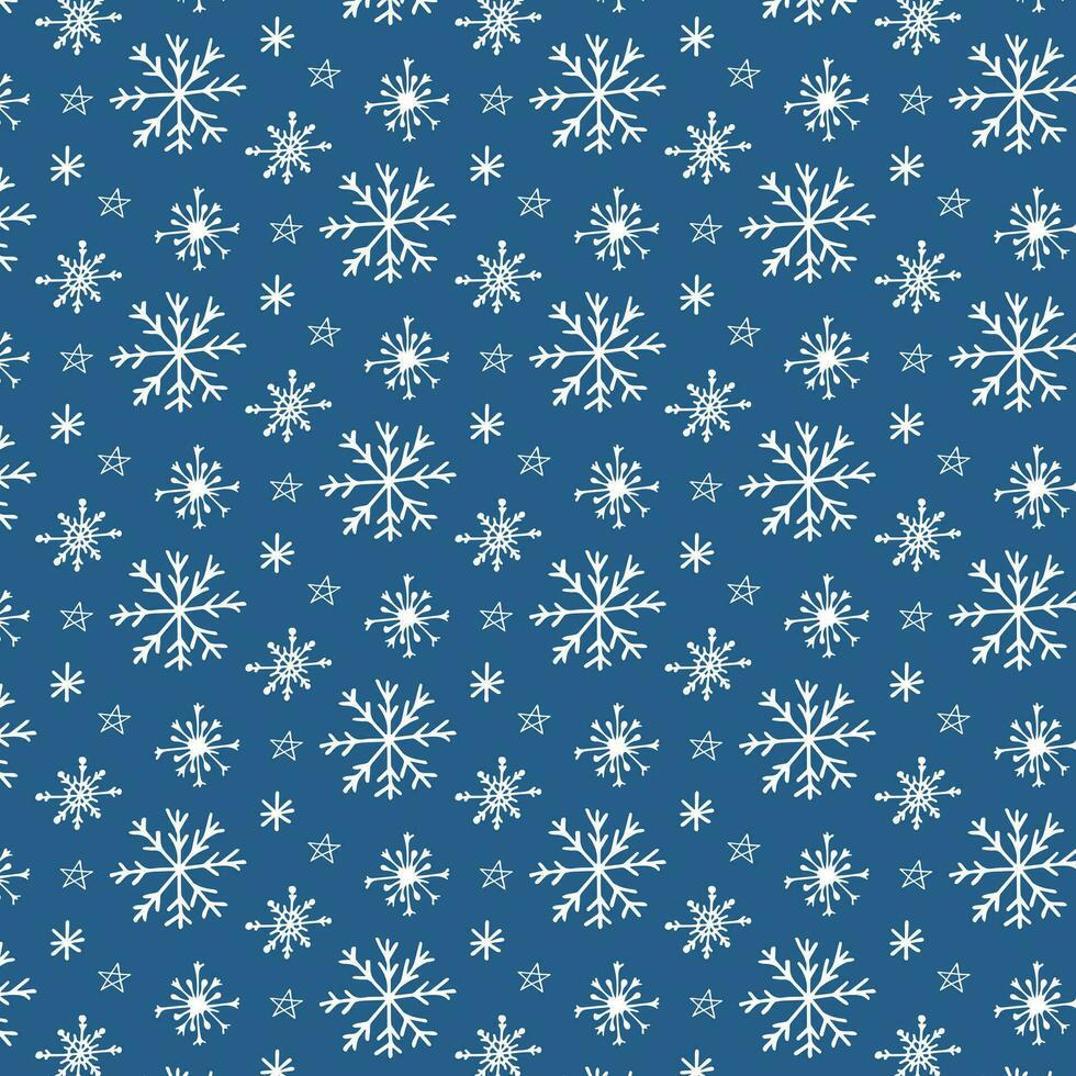 Snowfall seamless. Winter pattern. Snowflakes in doodle style. Pattern on the swatch panel. vector